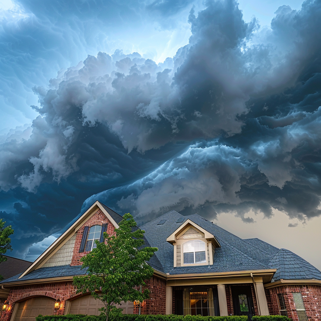 A home with storm clouds overhead