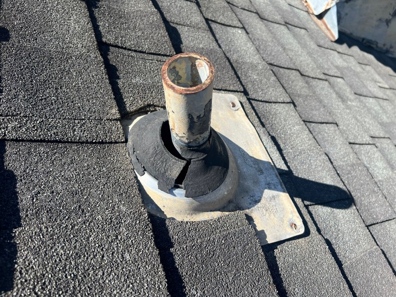 Roof pipe flashing that is damaged